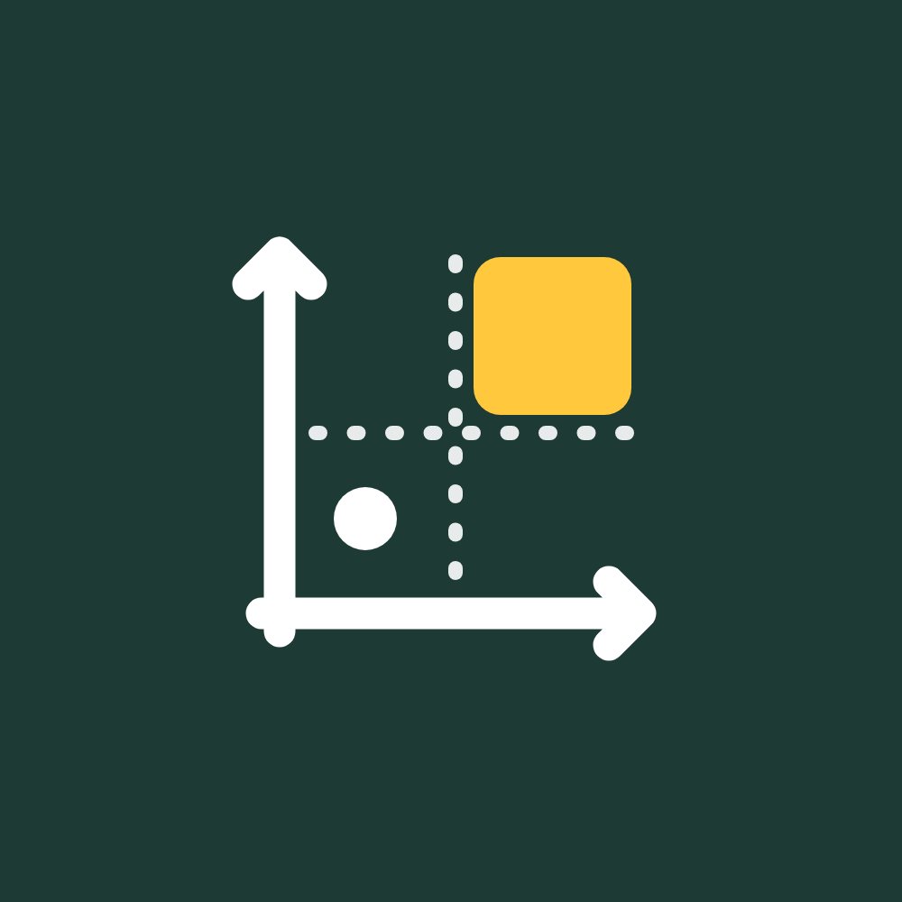 The Chalkbrief mark: a 2x2 matrix drawn in white chalk on a green board, one quadrant filled in yellow